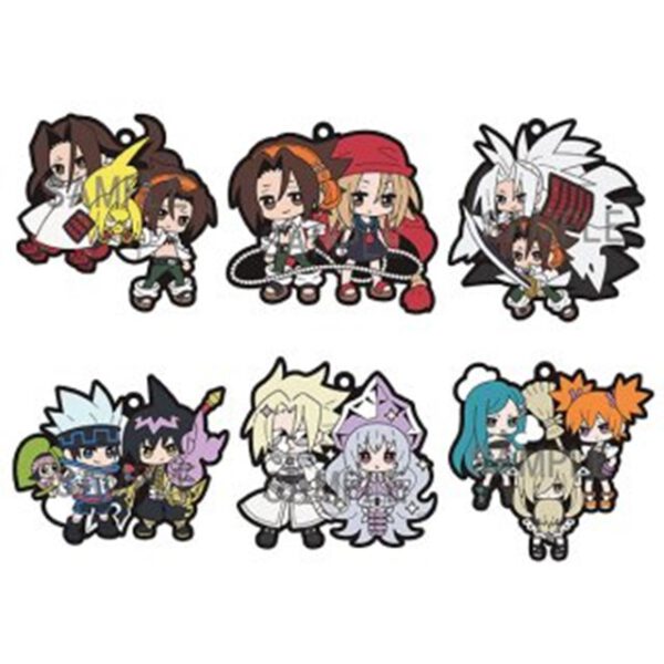 *Accesorio de colgante llavero megahouse rubber mascot shaman king set de 6