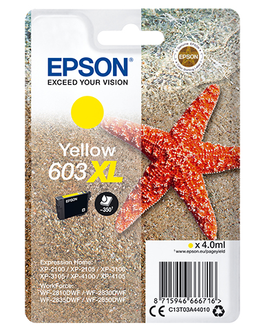 *Cartucho tinta epson c13t03a44010 singlepack amarillo 603xl estrella de mar