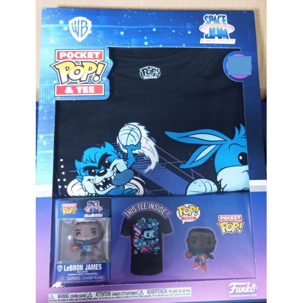 *Pop & tee space jam looney tunes lebron james funko + camiseta talla l