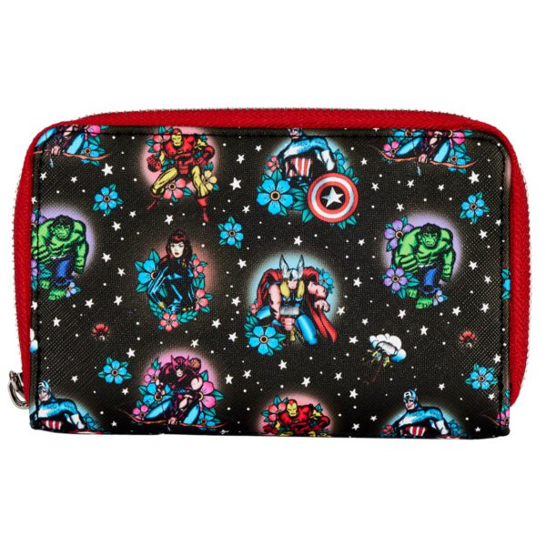 *Cartera monedero loungefly funko marvel avengers tattoo zip around wallet