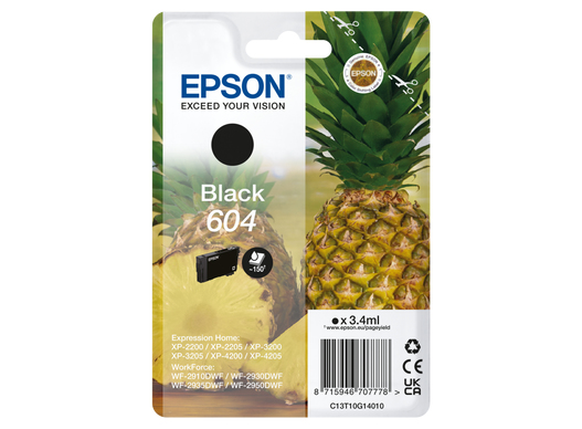 *Cartucho epson 604 negro c13t10g14010 xp2200 wf - 2910 piña