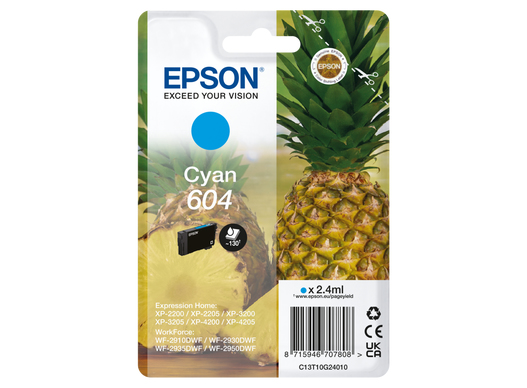 *Cartucho epson 604 cian c13t10g24010 xp2200 wf - 2910 piña