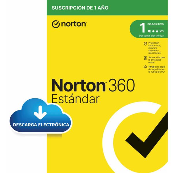 *Antivirus norton 360 standard 10gb español 1 usuario 1 dispositivo 1 año esd electronica drmkey gum