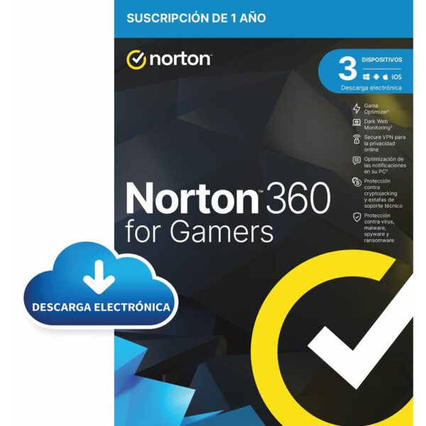 *Antivirus norton 360 for gamers 50gb español 1 usuario 3 dispositivos 1 año esd electronica drmkey
