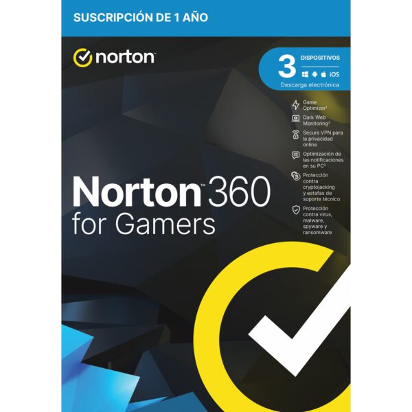 *Antivirus norton 360 for gamers 50gb español 1 usuario 3 dispositivos 1 año caja generic rsp mm gum