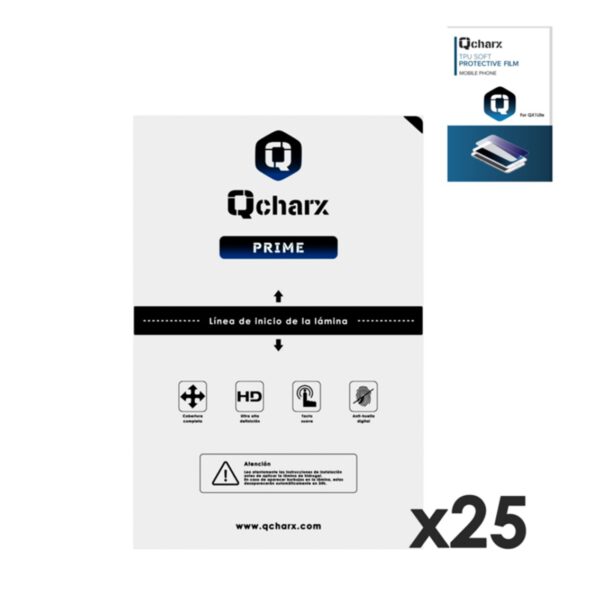 *Laminas de proteccion frontales qcharx hidrogelprime para qx1 lite 25 unidades