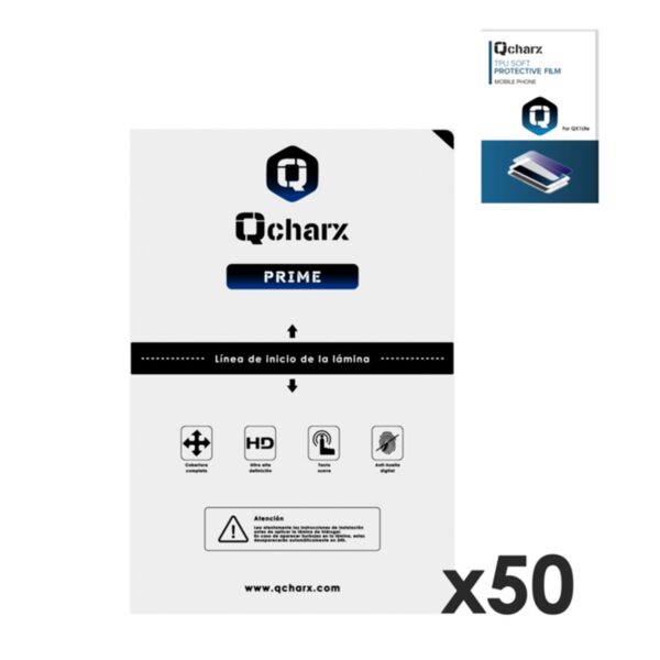 *Laminas de proteccion frontales qcharx hidrogelprime para qx1 lite 50 unidades