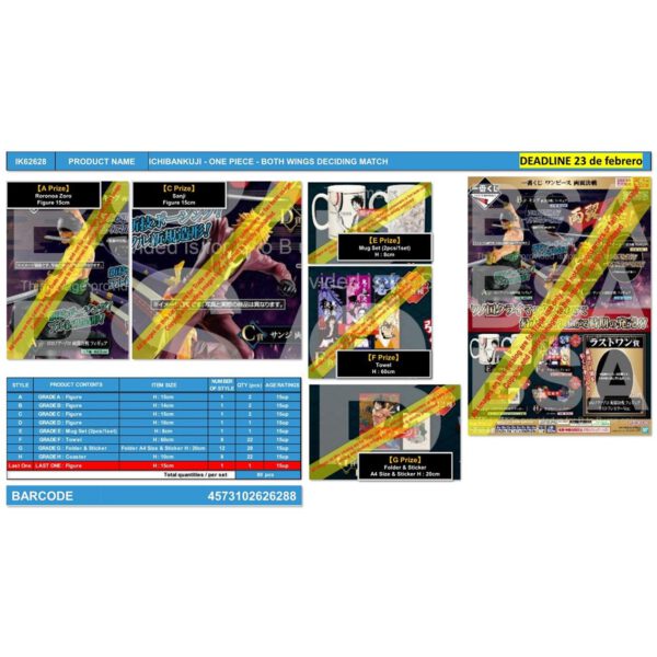 *Ichiban kuji banpresto one piece both wings deciding match lote 80 articulos cupones sorpresa