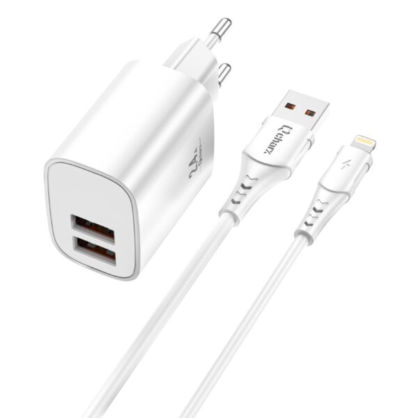 *Kit cargador qcharx apolo 24a  + cable usb a lightning blanco