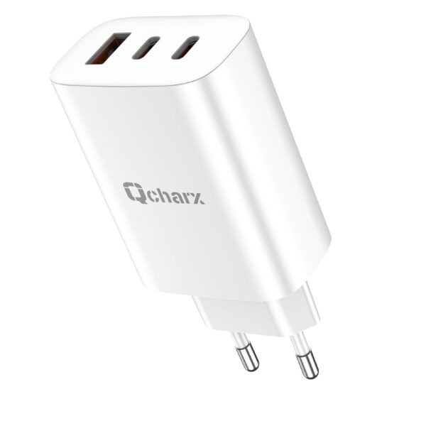 *Cargador qcharx ares 3a 65w 2 puerto  tipo c + usb blanco