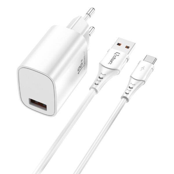 *Kit cargador qcharx artemisia 3a 18w + cable usb a tipo c blanco