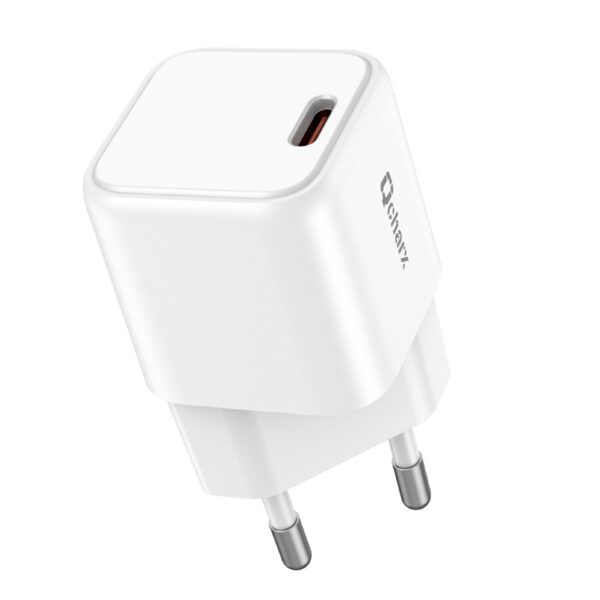 *Cargador mini qcharx hera 3a 20w puerto tipo c blanco adaptado a regletas