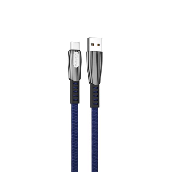 *Cable qcharx florence usb a tipo c  3a - 1 m - zinc azul cordón plano premium