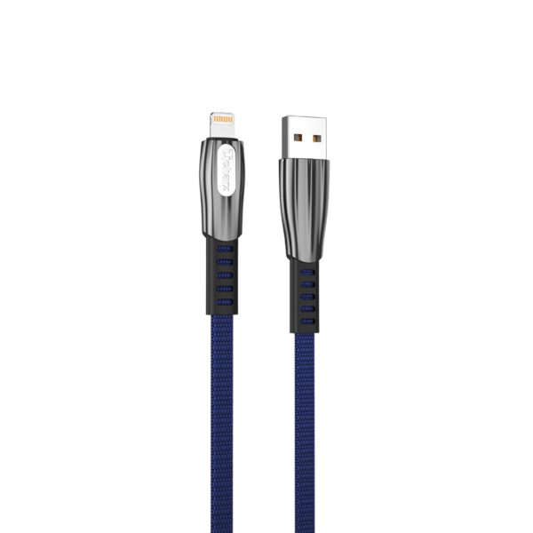 *Cable qcharx florence usb a lightning 3a - 1 m - zinc azul cordón plano premium