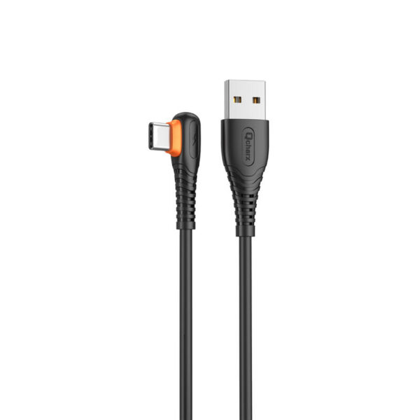 *Cable qcharx london usb a tipo c 3a - 1 m - pvc negro acodado