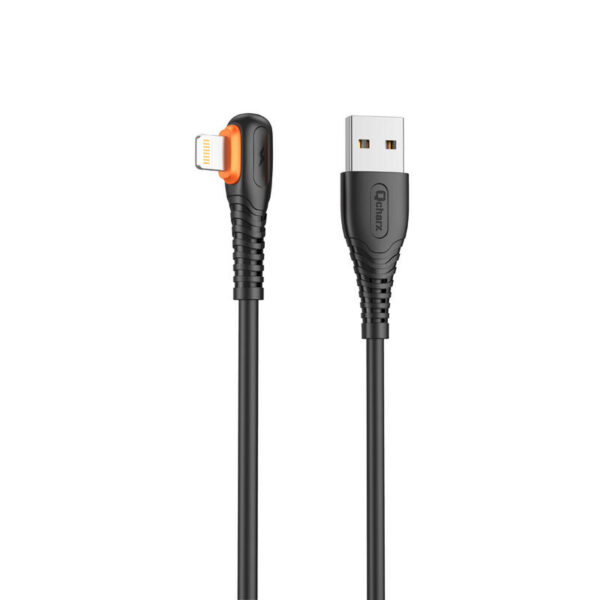 *Cable qcharx london usb a lightning 3a - 1 m - pvc negro acodado