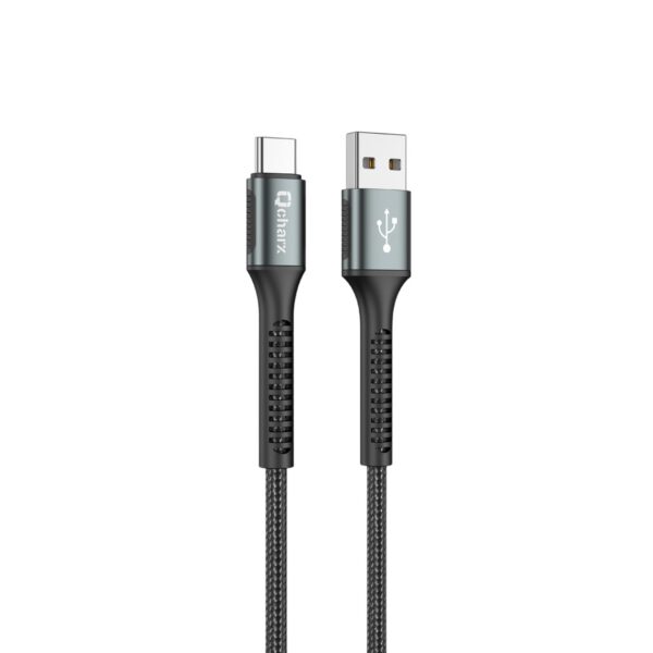 *Cable qcharx prague usb a tipo c 3a - 1 m - aleación de aluminio negro cordón de tela suave