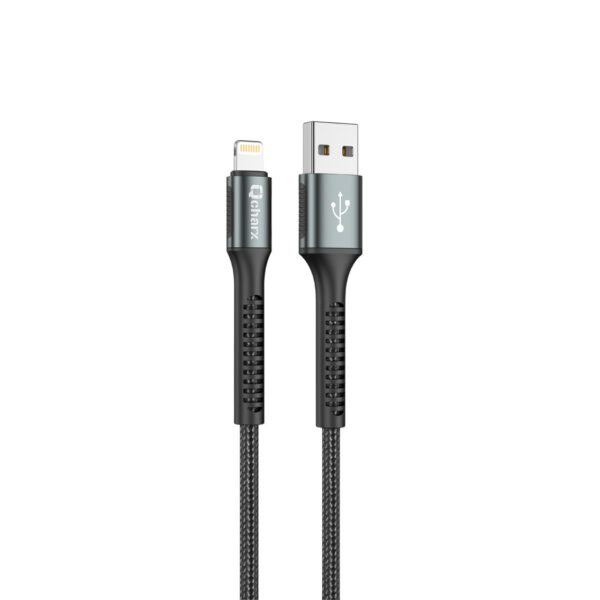 *Cable qcharx prague usb a lightning 3a - 1 m - aleación de aluminio negro cordón de tela suave