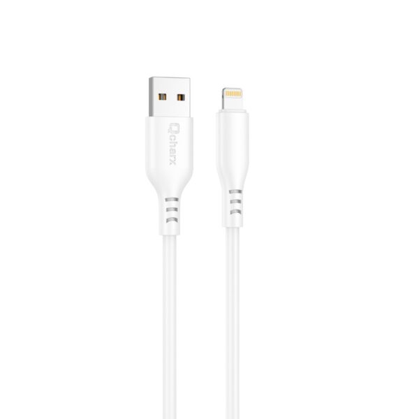 *Cable qcharx tokyo usb a lightning 3a - 1 m - silicona blanco tacto suave