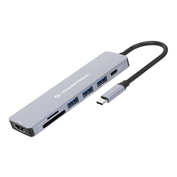 *Hub usb tipo c conceptronic donn19g 1 x hdmi - 3 x usb 3.2 - 1 x usb tipo c - lector sd - lector micro sd