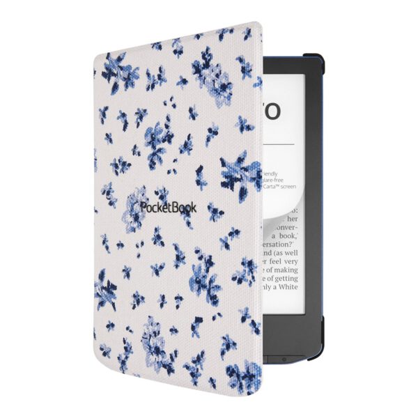 *Pocketbook funda shell series verse + verse pro - patron flores blanco azul