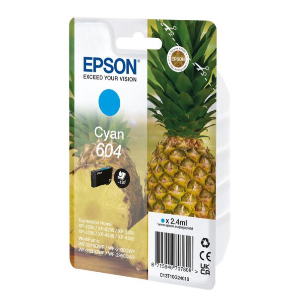 *Cartucho epson 604 cian c13t10g24010 xp2200 wf - 2910 piña