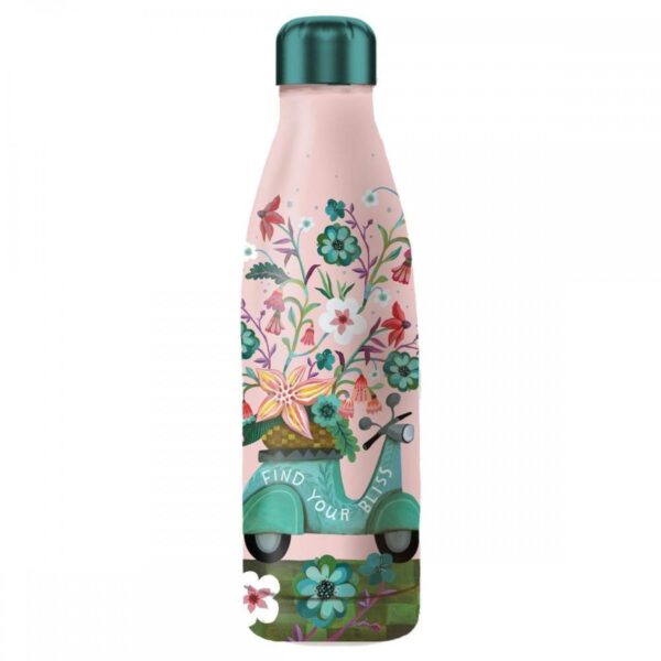 *Botella isotermica enesco rosa estampado flores y moto