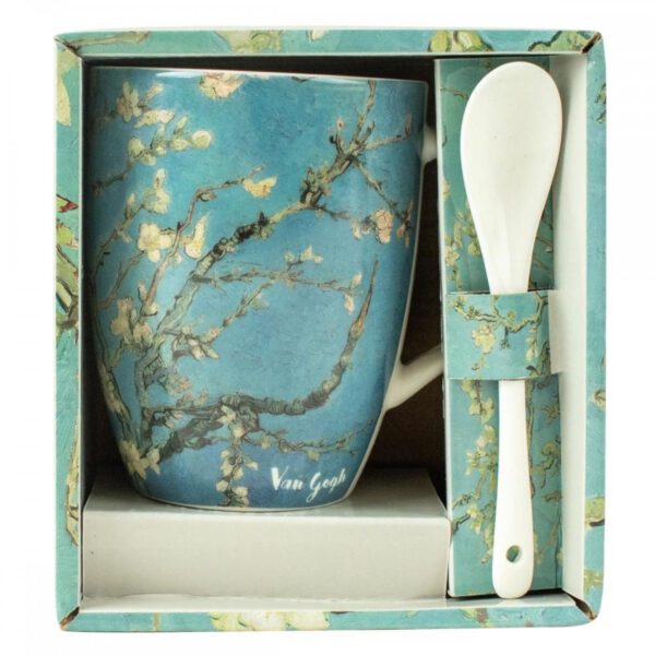 *Taza de cerámica con cuchara enesco los almendros vincent van gogh