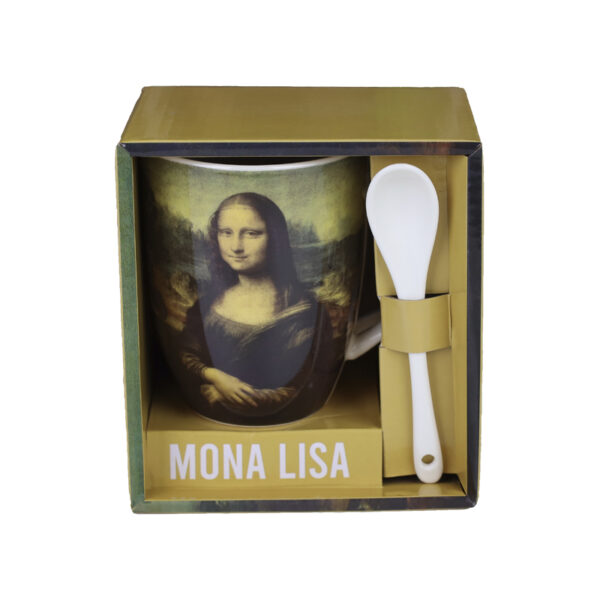 *Taza de cerámica con cuchara enesco mona lisa