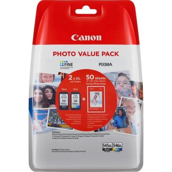 *Multipack canon pg 545 xl+ cl 546 xl + papel 50 hojas (con alarmado)