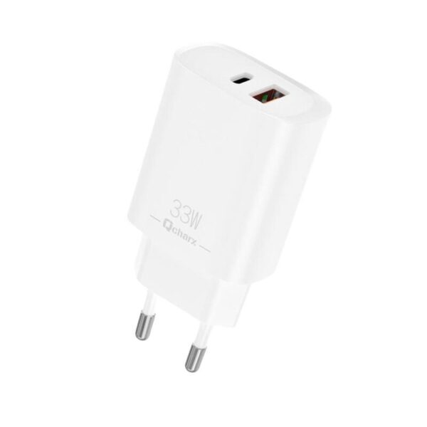 *Cargador qcharx eros 3a 33w 1 x usb tipo a - 1 x usb tipo c blanco