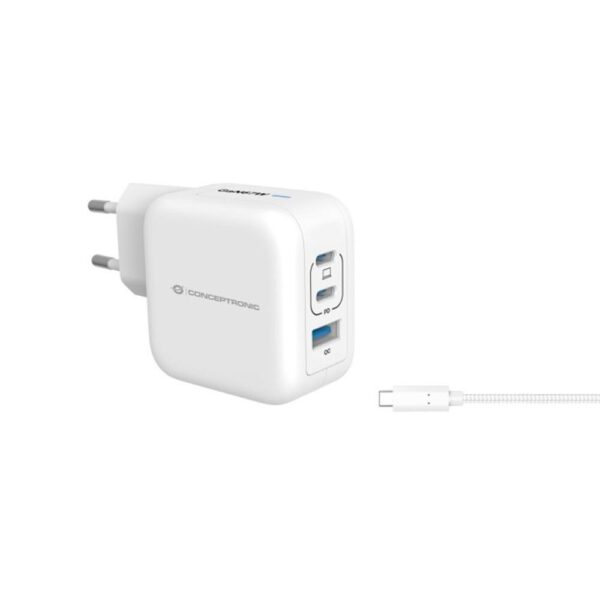 *Cargador de pared conceptronic althea17w 67w + cable usb tipo c blanco