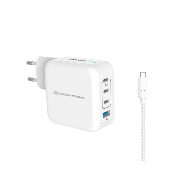 *Cargador de pared conceptronic althea18w 100w + cable usb tipo c blanco