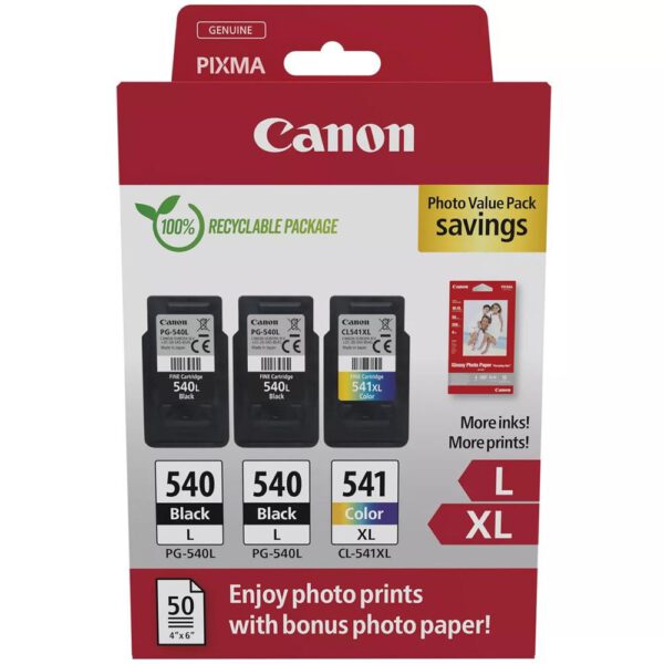 *Cartucho tinta canon pg 540 x2 + cl 541 xl + papel fotografico