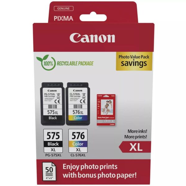*Multipack cartucho tinta canon pg 575xl + cl 576xl + papel fotografico