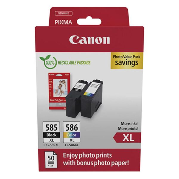 *Cartucho tinta canon pg 585xl + pg 586xl + papel fotografico