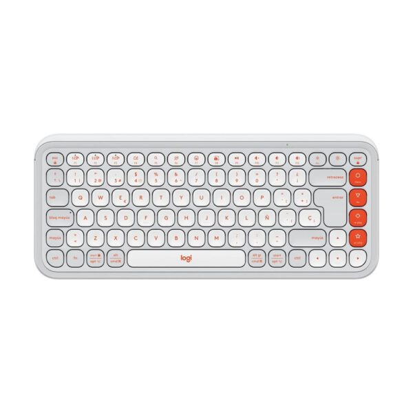 *Teclado logitech pop icon keys inalambrico blanco - naranja