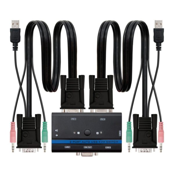 *Conmutador kvm nanocable vga usb 1u - 2pc+cable - negro