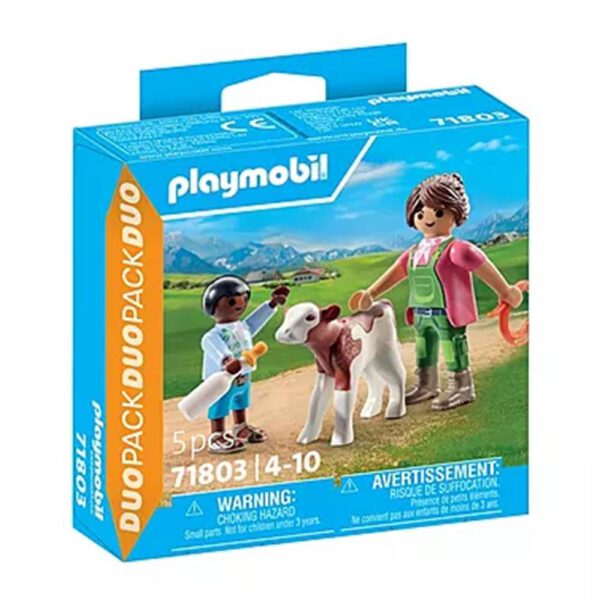 *Playmobil -  granjera con ternero