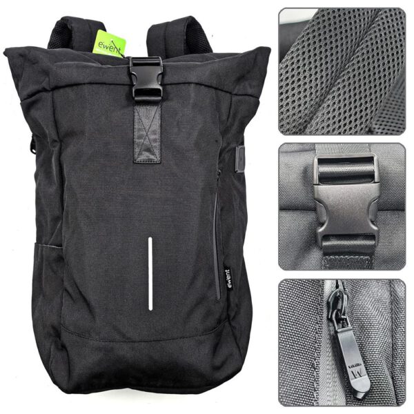 *Mochila unisex ewent trendy roll para portatil 17.3 pulgadas negra
