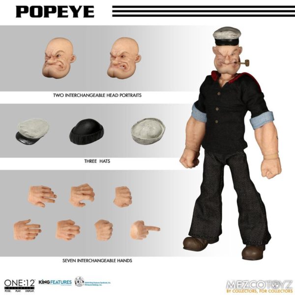 *Figura mezco toyz popeye one:12 collective re - run popeye 15.5cm