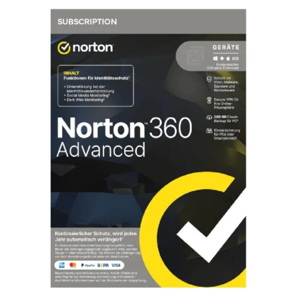 *Antivirus norton 360 advanced 200gb español 1 usuario 10 dispositivos 1 año esd electronica