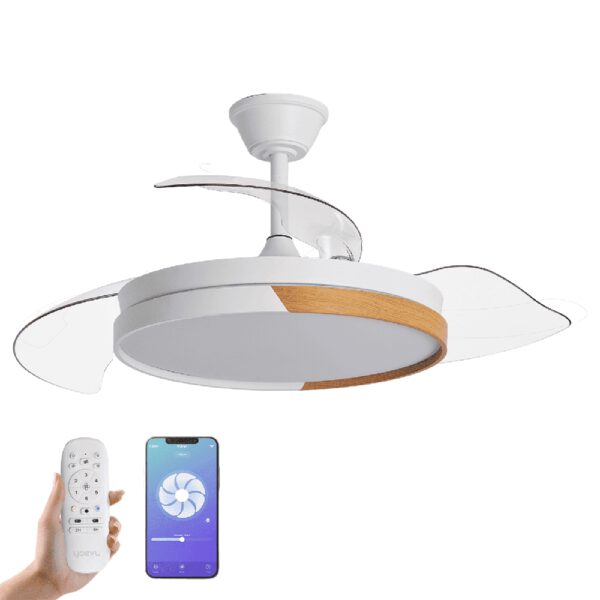 *Yoevu - nature white wifi ventilador de techo con luz led motor dc compatible con alexa | 3 tónalidades de color regulable en intesidad|6 velocidades |temporizador |función verano - invierno
