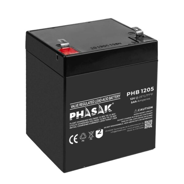 *Bateria phasak phb 1205 compatible para sais 5ah 12v acido - plomo