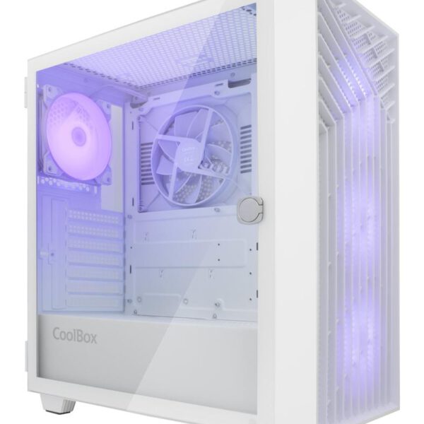 *Caja ordenador gaming coolbox ga300 grid line atx argb cristal templado blanco