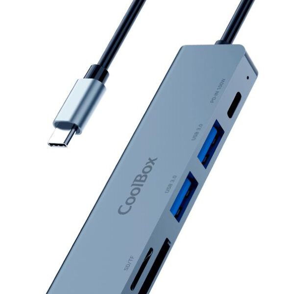 *Minidock coolbox c61 aluminio usb - c a hdmi 4k - 2xusb - a - usb - c pd - sd - microsd pc - mac - consolas