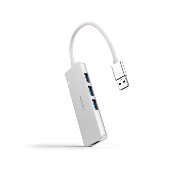 *Hub nanocable usb - a 3.0. a 4xusb3.0 usb - a - m - usb 3.0 - h aluminio color plata 18 cm