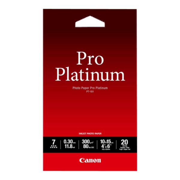 *Papel fotografico canon pro platinum pt - 101 10x15cm 20 hojas