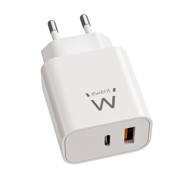 *Cargador ewent ew1318 20w 1x usb tipo a 1x usb tipo c blanco