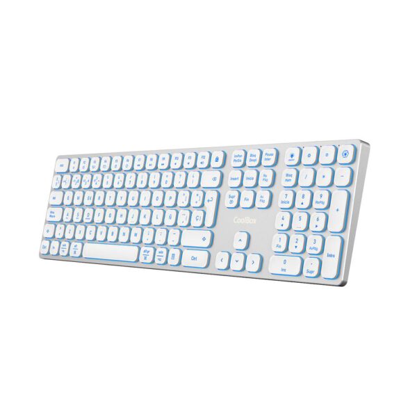 *Teclado inalambrico retroiluminado coolbox moonlight key b431 plata blanco